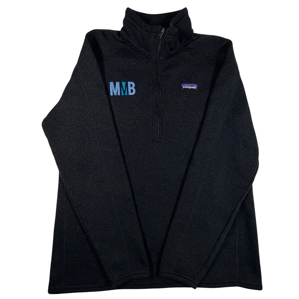 Patagonia Better Sweater 1/4 Zip Pullover Black Fleece Womens XL MMB Logo